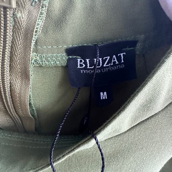 Bluzat Moda Urbana Dress Green Maxi Dress With Puff Sleeves NWOT - Picture 8 of 9